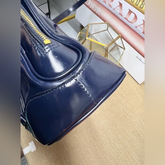 Gucci Bamboo Blue Patent Leather Bag with Long Strap,bamboo zipper pull - Picture 4 of 13